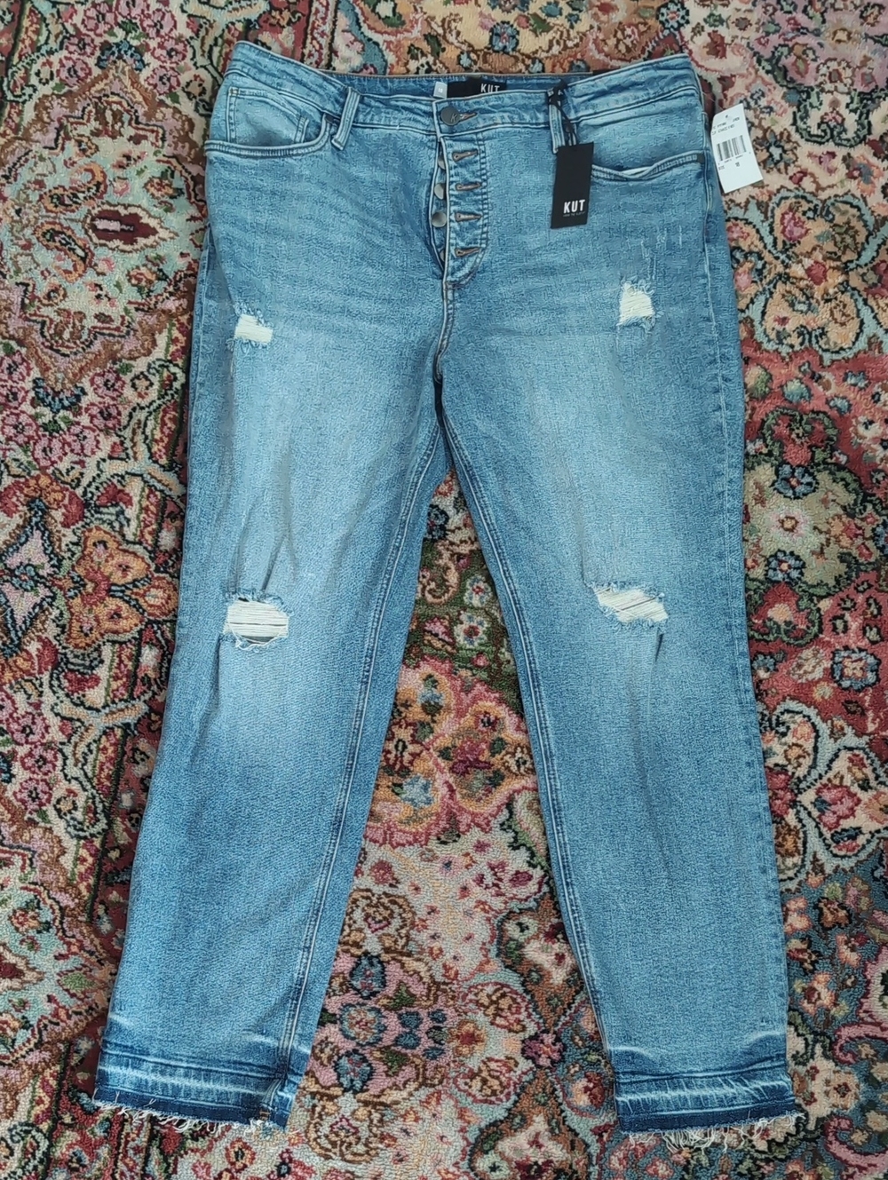 Kut from the Kloth Light Blue Distressed Ankle Jeans